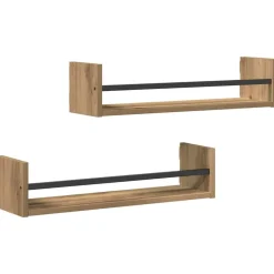vidaXL Væghylde Vægmonteret 2 pcs Artisan Egetræ 60 x 16 x 14 cm
