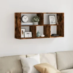 vidaXL væghylde 100x25x50 cm konstrueret træ røget eg