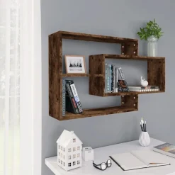 vidaXL væghylde 104x20x58,5 cm konstrueret træ røget eg