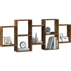 vidaXL væghylde 159x18x65 cm konstrueret træ gammelt træ-look