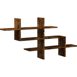vidaXL væghylde 124,5x18x60,5 cm konstrueret træ røget egetræsfinish