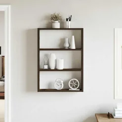 vidaXL væghylde 43x9x60 cm konstrueret træ røget egetræsfinish