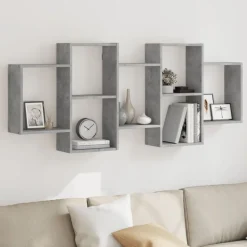vidaXL væghylde 159x18x65 cm konstrueret træ betongrå