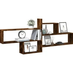 vidaXL væghylde 167,5x18x68 cm konstrueret træ røget egetræsfinish