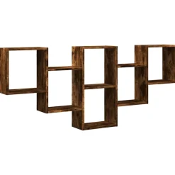 vidaXL væghylde 159x18x66 cm konstrueret træ røget egetræsfinish