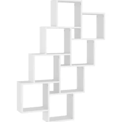 vidaXL væghylde 90x15x119 cm kubeformet konstrueret træ hvid