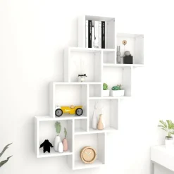 vidaXL væghylde 90x15x119 cm kubeformet konstrueret træ hvid