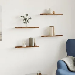 vidaXL væghylder 4 stk. 40x10x1,5 cm konstrueret træ gammelt træ-look