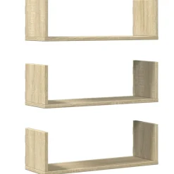 vidaXL væghylder 3 stk. 58x18x18 cm konstrueret træ sonoma-eg