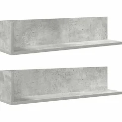 vidaXL væghylder 2 stk. 75x16,5x16,5 cm konstrueret træ betongrå