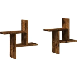 vidaXL væghylder 2 stk. 38x12x38 cm konstrueret træ røget egetræ