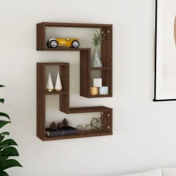 vidaXL væghylder 2 stk. 50x15x50 cm konstrueret træ brun egetræsfarve