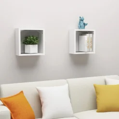 vidaXL væghylder 2 stk. 30x15x30 cm kubeformet hvid