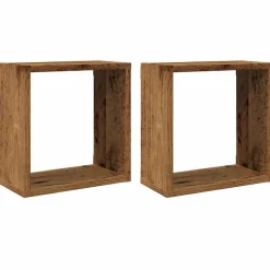 vidaXL væghylder 2 stk. 30x15x30 cm kubeformet antikt trælook