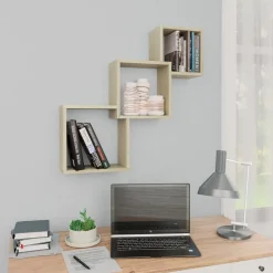 vidaXL væghylder 68x15x68 cm kubeformet konstrueret træ sonoma-eg