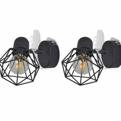 vidaXL væglamper 2 stk. med LED-pærer industriel stil sort