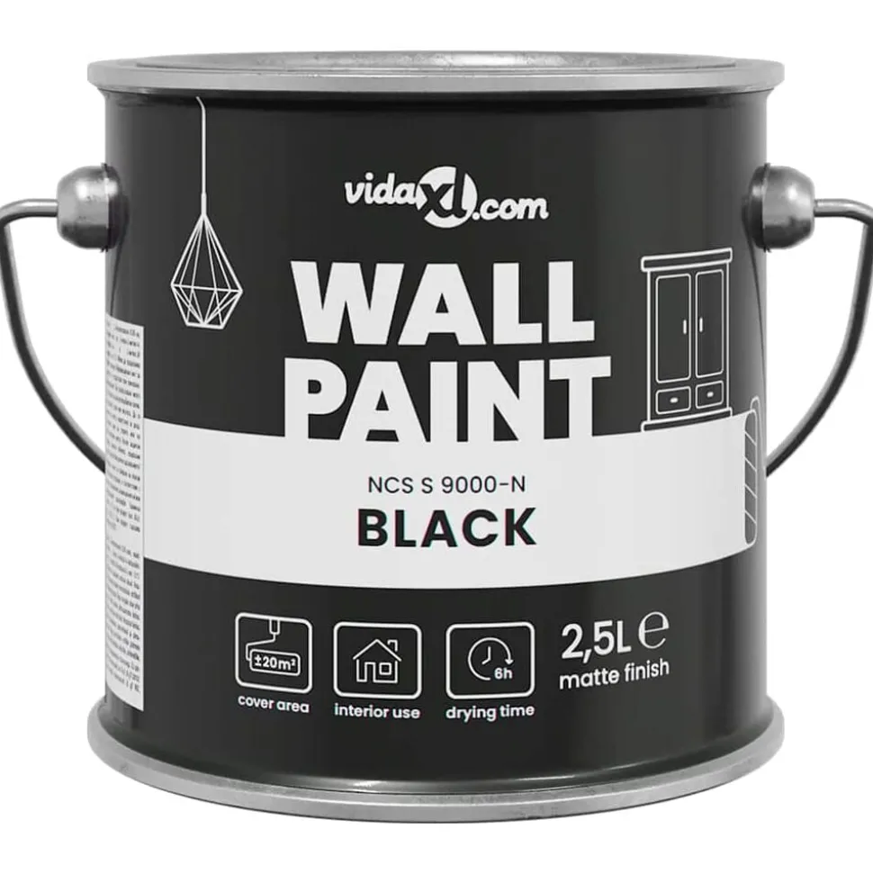 vidaXL Vægmaling Sort 2,5 L Vægprint