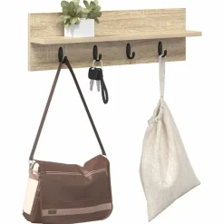 vidaXL Vægmonteret Jakkeholder Vægmonteret Sonoma eg 60 x 10,5 x 18 cm