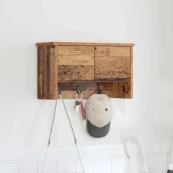 vidaXL Vægmonteret Jakkeholder med hylde Gammelt træ 50 x 20 x 30 cm