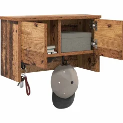 vidaXL Vægmonteret Jakkeholder med hylde Gammelt træ 50 x 20 x 30 cm