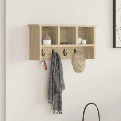 vidaXL Vægmonteret Jakkeholder med hylde Sonoma eg 50 x 16 x 26 cm
