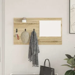 vidaXL Vægmonteret Jakkeholder med hylde Sonoma eg 90 x 10 x 50 cm