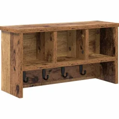 vidaXL Vægmonteret Jakkeholder med hylde Gammelt træ 50 x 16 x 26 cm