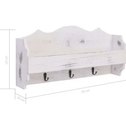 vidaXL vægmonteret knagerække 50 x 10 x 23 cm træ hvid