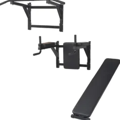 vidaXL vægmonteret multifunktionel fitness-styrketårn sort
