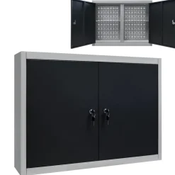 vidaXL vægmonteret værktøjsskab industriel stil metal grå og sort
