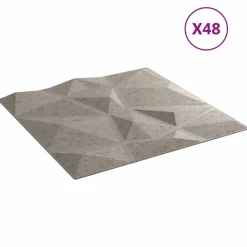 vidaXL Vægpaneler 48 pcs BetonGrå 50 x 50 cm XPS Skum