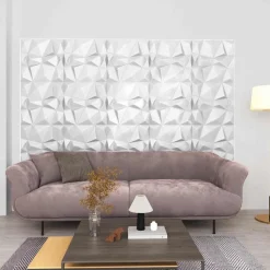 vidaXL Vægpaneler 48 pcs Diamond Hvid 50 x 50 cm XPS Skum
