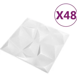vidaXL Vægpaneler 48 pcs Diamond Hvid 50 x 50 cm XPS Skum