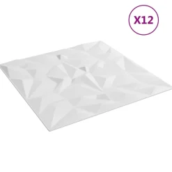 vidaXL Vægpaneler 12 pcs Hvid 50 x 50 cm XPS Skum