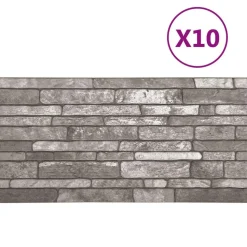 vidaXL Vægpaneler 10 pcs Mørkegrå 100 x 50 cm EPS Skum