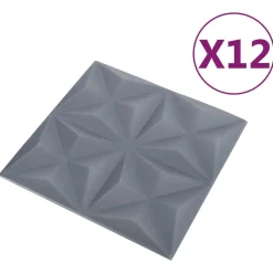 vidaXL Vægpaneler 12 pcs Origami Grå 50 x 50 cm XPS Skum