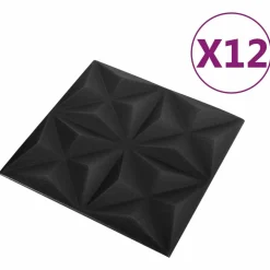 vidaXL Vægpaneler 12 pcs Origami Sort 50 x 50 cm XPS Skum