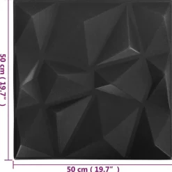 vidaXL Vægpaneler 12 pcs Origami Sort 50 x 50 cm XPS Skum