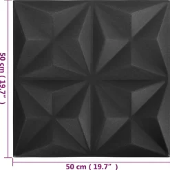 vidaXL Vægpaneler 24 pcs Origami Sort 50 x 50 cm XPS Skum