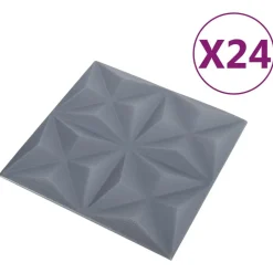 vidaXL Vægpaneler 24 pcs Origami Grå 50 x 50 cm XPS Skum