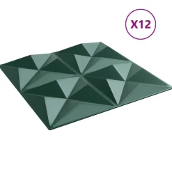 vidaXL Vægpaneler 12 pcs Origami Grøn 50 x 50 cm XPS Skum