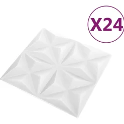 vidaXL Vægpaneler 24 pcs Origami Hvid 50 x 50 cm XPS Skum