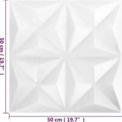 vidaXL Vægpaneler 24 pcs Origami Hvid 50 x 50 cm XPS Skum