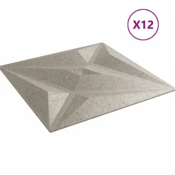 vidaXL Vægpaneler Stjerne 12 pcs Star Beton 50 x 50 cm XPS Skum