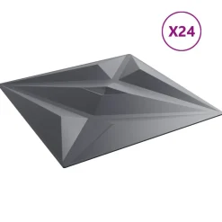 vidaXL Vægpaneler Stjerne 24 pcs Star Grå 50 x 50 cm XPS Skum