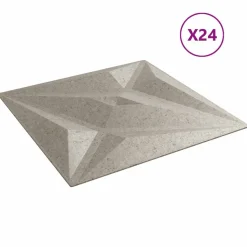 vidaXL Vægpaneler Stjerne 24 pcs Star Beton 50 x 50 cm XPS Skum