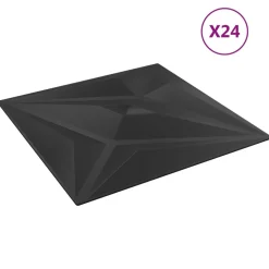 vidaXL Vægpaneler Stjerne 24 pcs Sort Star 50 x 50 cm XPS Skum