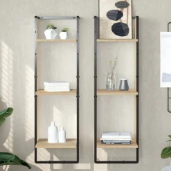 vidaXL vægreol med 3 hylder 30x25x100 cm konstrueret træ sonoma-eg