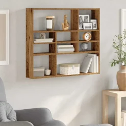 vidaXL vægreol 90x16x78 cm konstrueret træ antikt træ