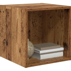 vidaXL Vægskab med hylde Gammelt træ 37 x 37 x 37 cm Konstrueret træ